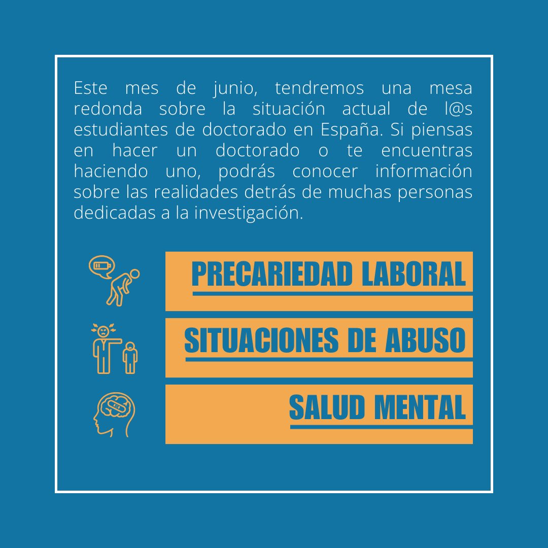 Jornadas gratuitas de <a href="/AsBAn_/">AsBAn</a> 

Se abordarán tres puntos principales:
- la precariedad laboral 💸
- las situaciones de abuso ❌ 
- y la salud mental. 🧠

📆 Fecha: Viernes 28 de junio
🕔 Hora: 18:00 h
📍 Lugar: Google Meet 

Formulario inscripción: forms.gle/i5YUhpoWBZALPQ…
