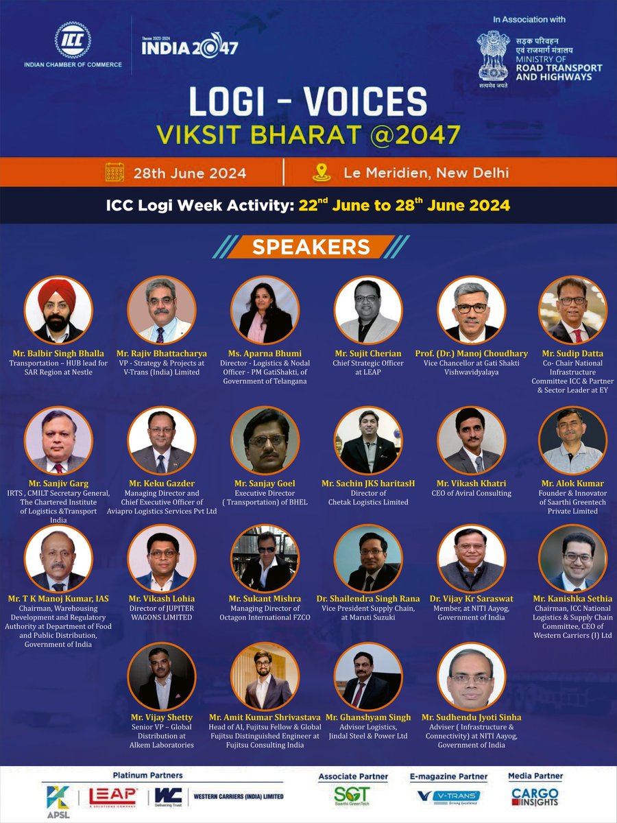 ChetakFoundati1's tweet photo. Sachin JKS haritasH, #Boardoftrusteemember #Chetakfoundation will share his views on #Sustainable #Logistics Practices at #LogiVoices #ViksitBharat #HSVB2047 by #ICC in association with #MORTH on June 28th, 2024, at Le Meridien, New Delhi.
https://t.co/6S46JA5Fvb https://t.co/1OsNhPJhDA
