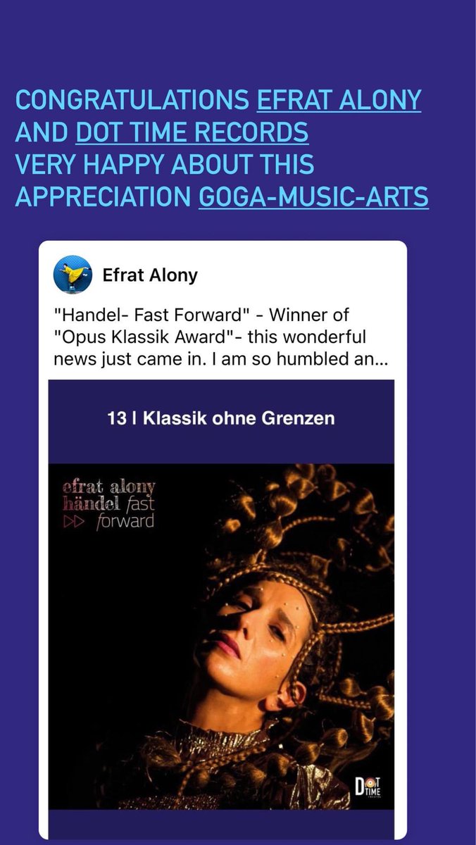 Congratulations <a href="/DotTimeRecords/">Dot Time Records</a> and #efratalony #handelfastforward for being awarded @opusklassik <a href="/SchonHeiko/">Heiko Schon</a> <a href="/BernhardNeuhoff/">Bernhard Neuhoff</a> <a href="/JAZZTHETIK/">Magazin für Jazz</a> @jacekbrun <a href="/Prima_la_musica/">Konstantin Parnian</a> @WomeinJazzMed <a href="/boulezsaal/">Pierre Boulez Saal</a>