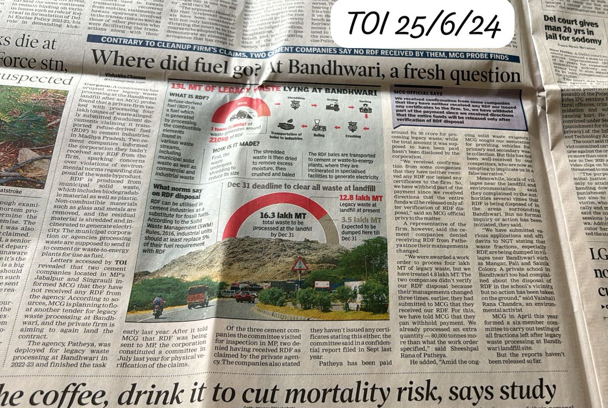 SethiRuchikaT's tweet image. @Rao_InderjitS ji 

Lifting waste from road sides is good but addressing the cause of such mixed dumping is most important. “Clearing from one area &amp;amp; dumping at Bhandwari  … it’s just increasing problems  🙁#leachate #ecofragilezone #landfillfire #RDF