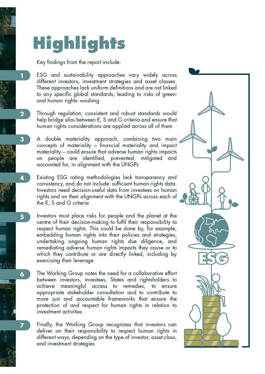 Take a sneak peek of the highlights of the report by the <a href="/WGBizHRs/">UNWGBiz&Human Rights</a> on Investors, ESG and human rights ahead of the presentation of the report to the HRC! 

@InclusiveLaw <a href="/fernanda_ho/">Fernanda Hopenhaym</a> <a href="/eastforeden/">Pichamon Yeophantong</a> <a href="/dsolawuyi/">Damilola S. Olawuyi, SAN, FCIArb</a>