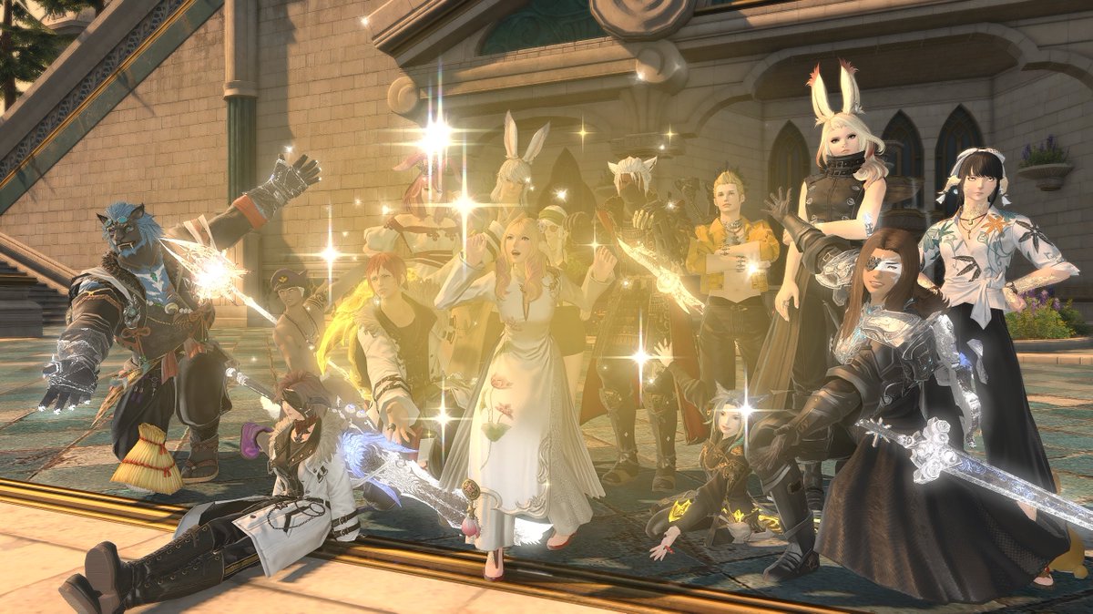 our final raid group pic before #dawntrail (':