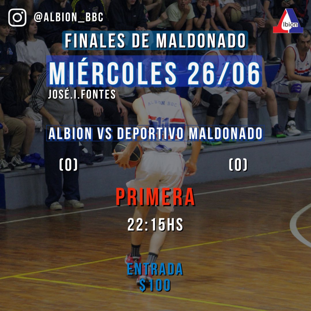 Mañana volvemos a disputar otra final departamental y vos tenes que acompañarnos, que sea una fiesta en tres colores, que se llene nuestra casa! 🏀

Te esperamos más que nunca 🫵🫡

-🔴⚪️🔵
#somosalbion 
#juegaelalbion