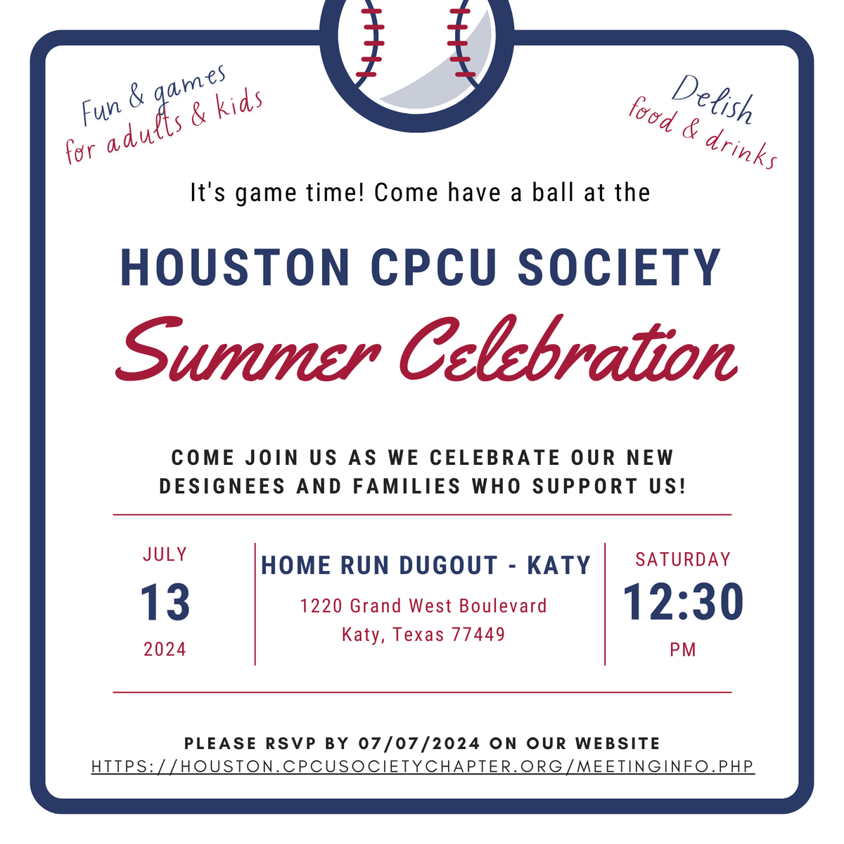 Things are heating up for our Summer Social ! 
Please register at the following link
houston.cpcusocietychapter.org/meetinginfo.php
#SummerSocial #HoustonCPCU #Networking #Insurance #RiskManagement #CPCUSociety