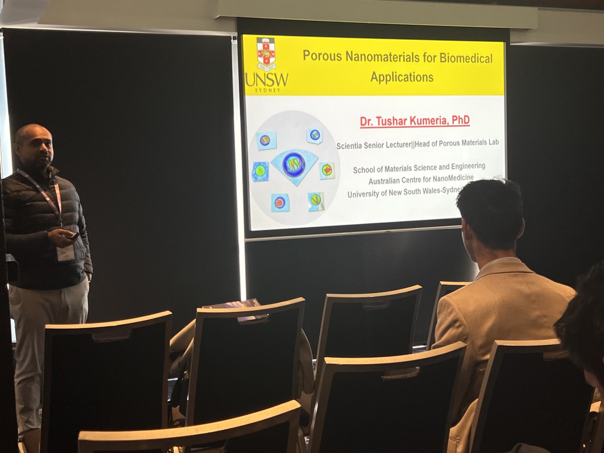 Peter Wich – WichLab (@peterwich) on Twitter photo Great update by Tushar <a href="/TKumeria/">Dr. Tushar Kumeria</a> on their work porous silicon as versatile material in #nanomedicine applications #OzNanoMed Great update by Tushar <a href="/TKumeria/">Dr. Tushar Kumeria</a> on their work porous silicon as versatile material in #nanomedicine applications #OzNanoMed