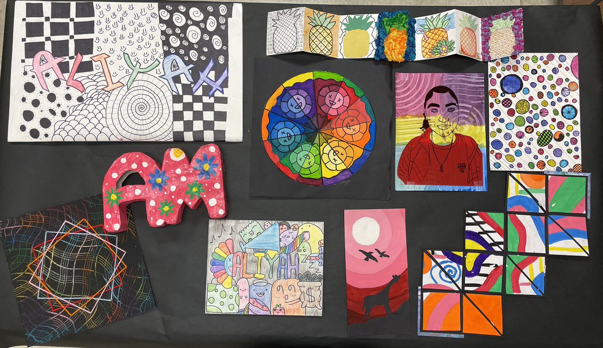 MrsPanetti's tweet photo. And just like that, Summer School 2024 is over!  My students created some great artwork!  Here are a few samples. #16days #summerschool @ElsikArtDept @aliefFineArts https://t.co/5vvlke9D6e