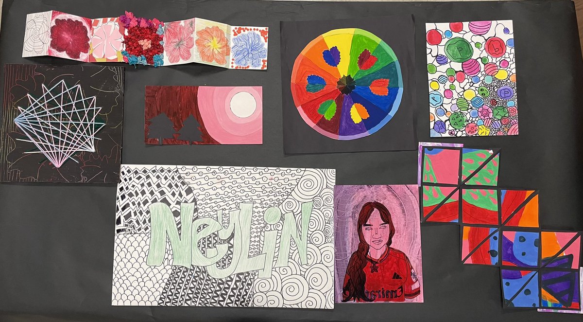 MrsPanetti's tweet photo. And just like that, Summer School 2024 is over!  My students created some great artwork!  Here are a few samples. #16days #summerschool @ElsikArtDept @aliefFineArts https://t.co/5vvlke9D6e
