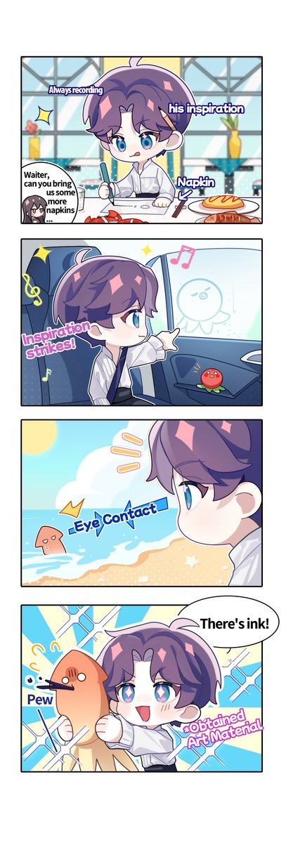 Love_Deepspace's tweet photo. Love and Deepspace | Linkon Chibi Report
■ Rafayel [The World Is His Canvas]

With endless inspiration, Rafayel used napkins and car windows as his canvas.

Heads up, friends in the sea, careful not to meet his eyes!

#LoveandDeepspace #Rafayel https://t.co/hDcSjhQxzq