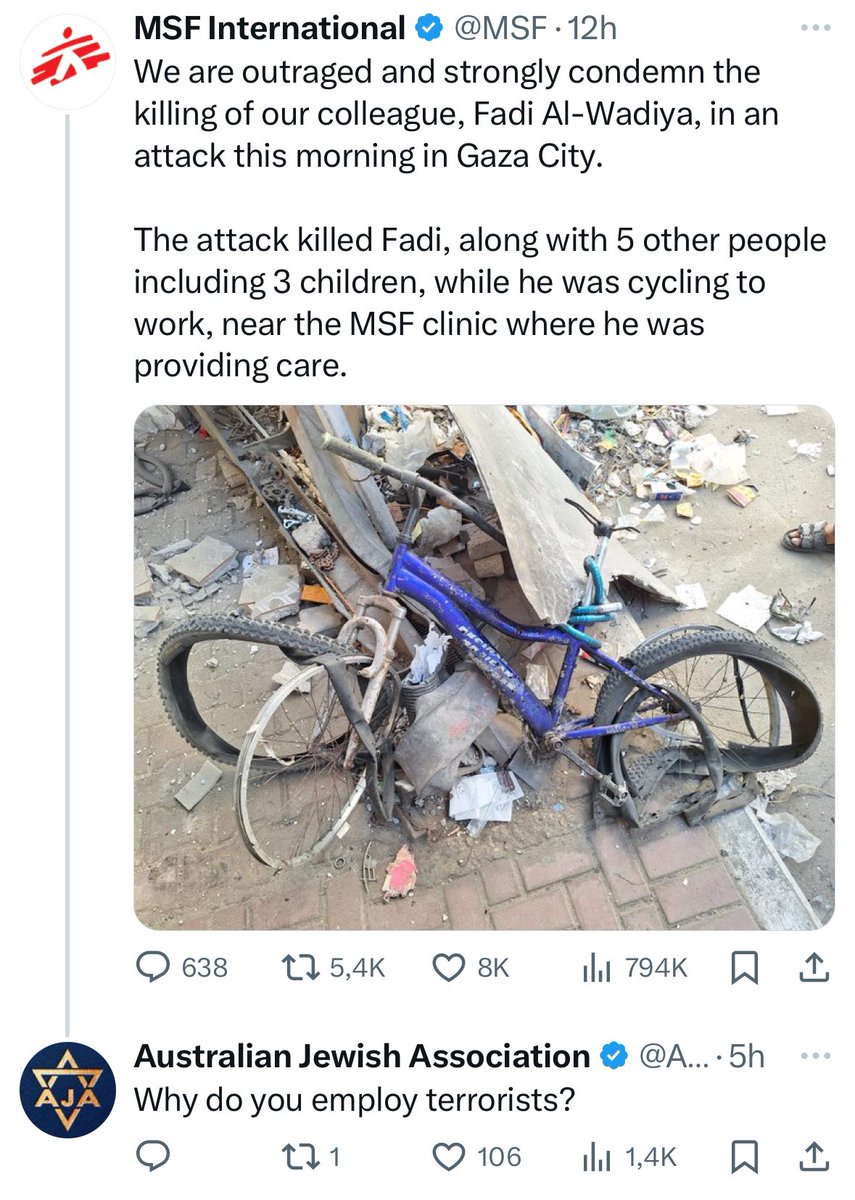 This is the Australian Jewish Association’s response to Israel murdering a Doctors Without Borders colleague and 3 children.