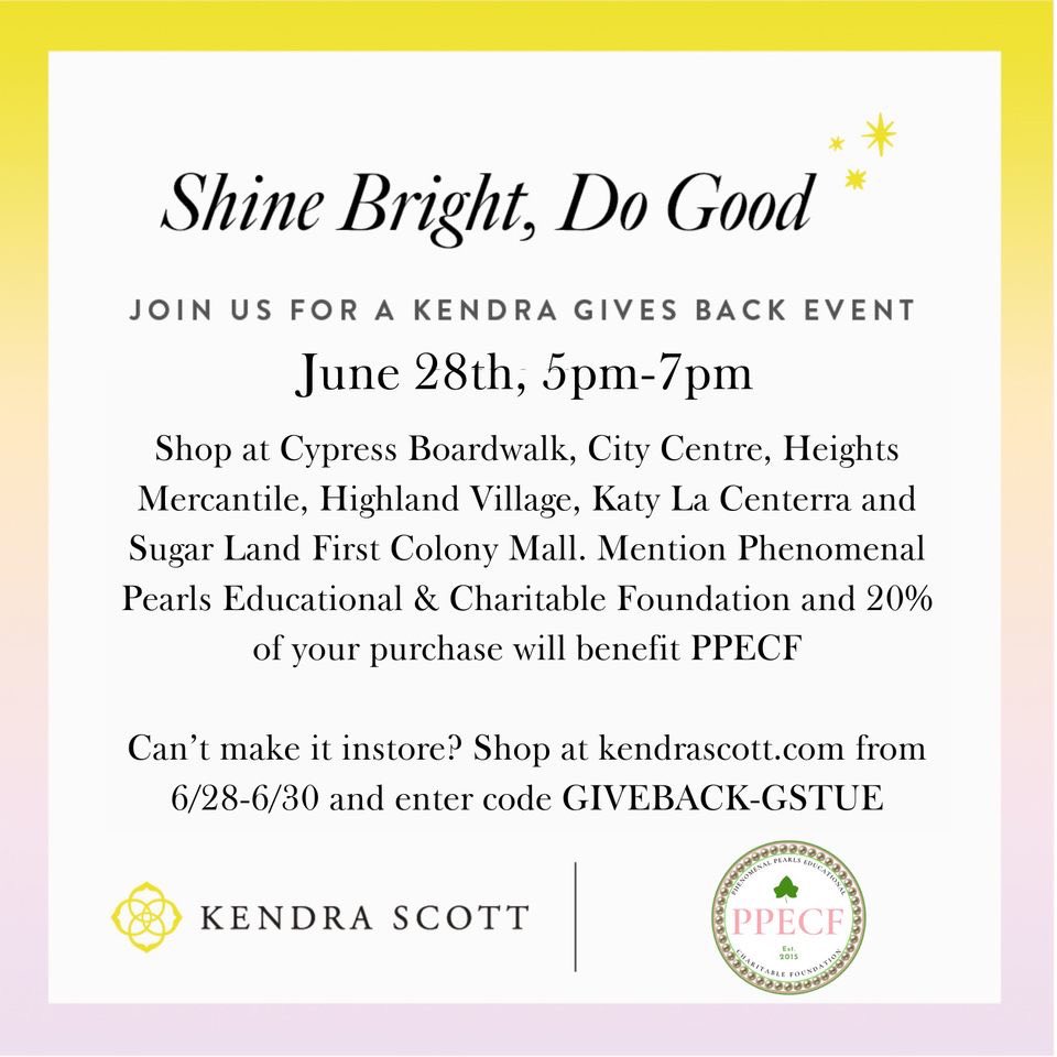 PPECF's tweet image. 🌟Join us for a special Kendra Gives Back Event this Friday, June 28, 2024!🌟

We're thrilled to partner with Kendra Scott to support PPECF's mission of funding scholarships &amp;amp; programs. Shop with purpose at any of the 6 stores and online, where 20% of proceeds goes to PPECF!