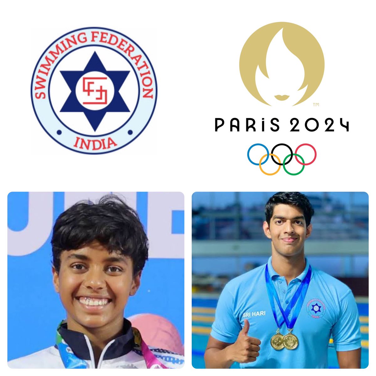 Congratulations to swimmers Dhinidhi Desinghu &amp; Srihari Nataraj for being selected to represent India at the Paris 2024 Olympic Games under "Universality Quota" .. wishing them the very best. <a href="/Media_SAI/">SAI Media</a>