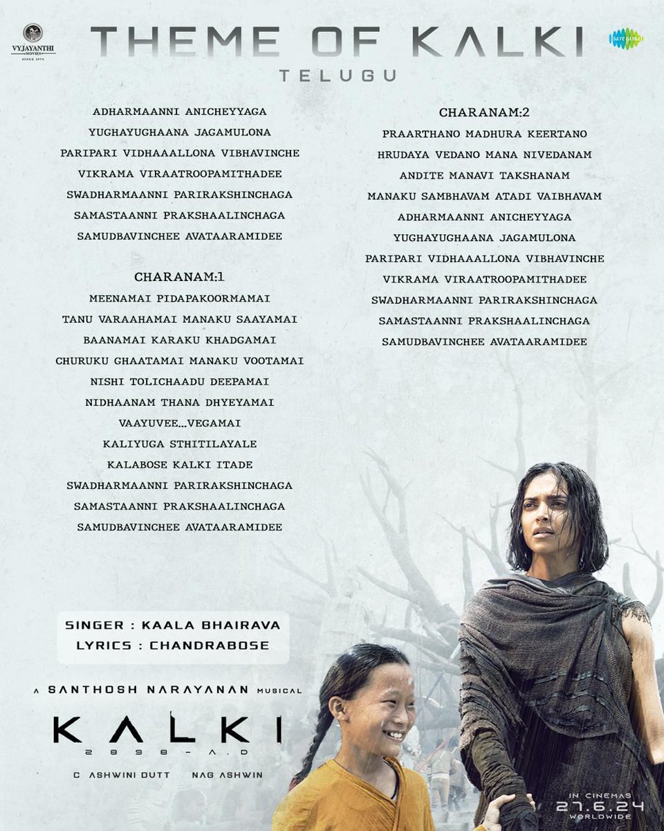 stunt_ram's tweet photo. Theme Of Kalki 👌

@boselyricist Lyrics 👏

https://t.co/H5S5JxikeX…

#KALKI2898AD‌ https://t.co/tRt2Hg7ejt