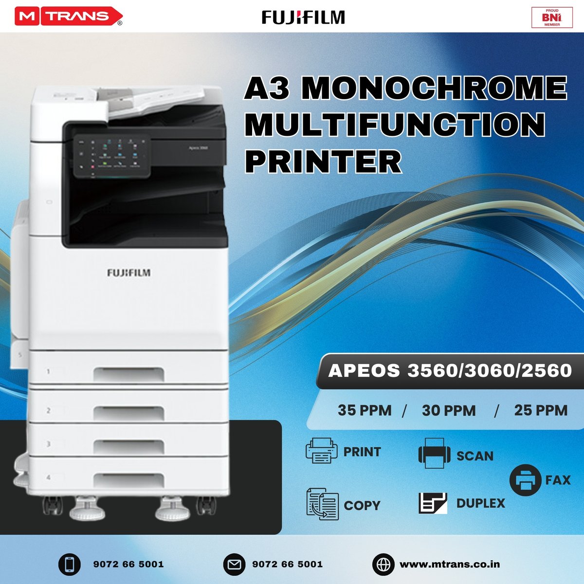 m_trans__'s tweet image. A3 MULTIFUNCTION PRINTER AND PHOTOCOPIER
Print / Copy / Scan/ Duplex / Fax
For Service Support..please contact-8086562222
.
.
#Multifunctionprinter #printer #black #print #copy #scan #dupléx #DuplexPrinting #dealers #servicesupport #allbrands #support #kerala #fujifilm