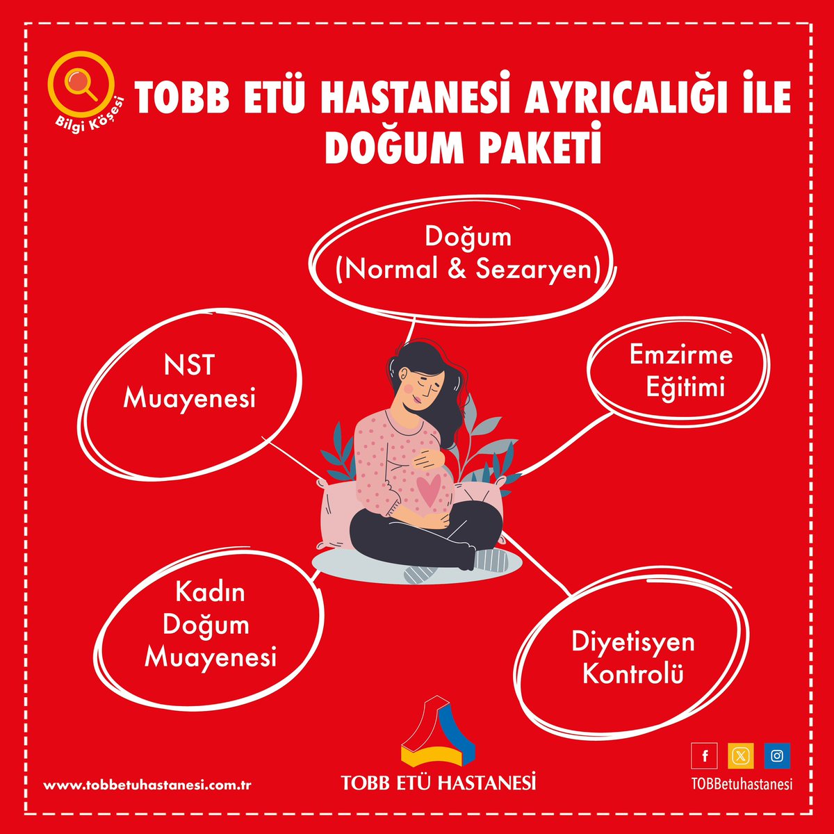 TOBB ETÜ Hastanesi olarak doğum paketlerimizle, Annelik Serüveninizde Yanınızdayız!  Doğum paketlerimiz için bizlere  0 (312) 292 99 00 nolu numaradan ulaşabilirsiniz.  tobbetuhastanesi.com.tr adresinden online randevu alabilirsiniz. 
#tobbetühastanesi