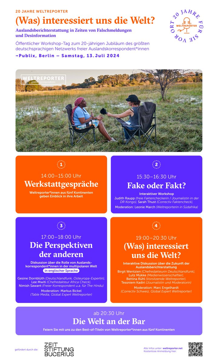 Workshops, Debatten zur Zukunft des Auslandsjournalismus und die beste Musik aus sechs Kontinenten. Seid ihr dabei? Jetzt anmelden! eventbrite.com/e/was-interess…