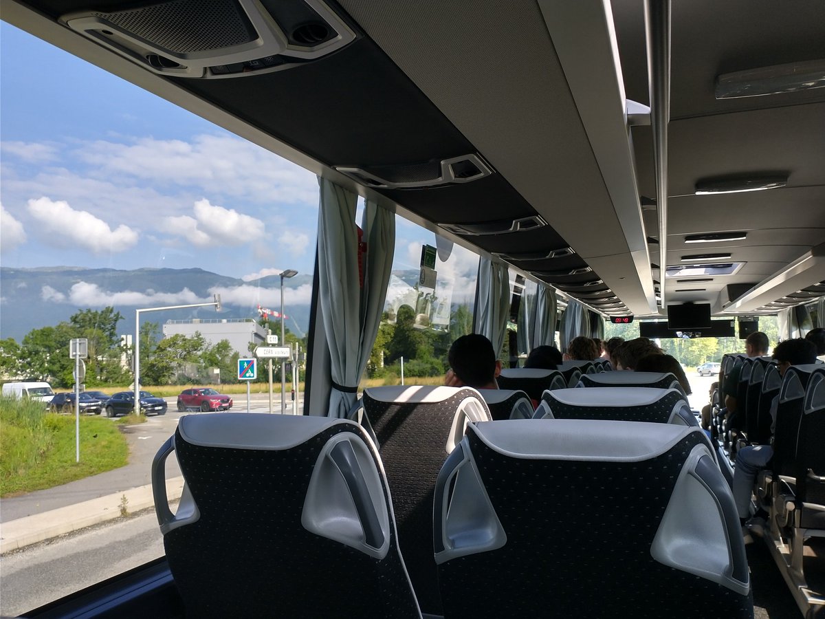 Flying from the UK (sorry for the CO2...) we're unable to bring our own bus, so CERN provides <a href="/DHSBoys/">DHSBoys</a>' Physics Tour #DHSBCEW with a nice coach to get from the Visitor Centre in Switzerland to the Accelerator Control Centre in France.