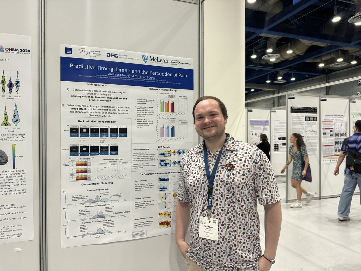 Visit me &amp; my poster with <a href="/C_Buchel/">Christian Büchel</a> at the <a href="/OHBM/">OHBM</a> 2024 if you are interested in pain, predictive timing and dread! We have some counterintuitive results - and as always, expectations matter a lot!

Poster 2524 - where all the other exciting pain posters are! 

#ohbm2024 #seoul