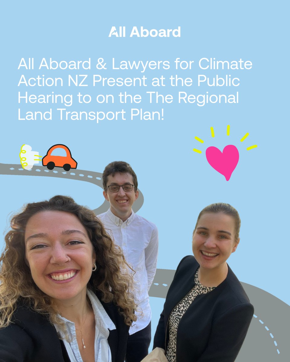 All Aboard (@all_aboard_nz) on Twitter photo This morning, <a href="/law4climateNZ/">Lawyers for Climate Action NZ π</a> & All Aboard presented at the Regional Land Transport Plan (RLTP) public hearing. It felt good to get our points across face-to-face. This morning, <a href="/law4climateNZ/">Lawyers for Climate Action NZ π</a> & All Aboard presented at the Regional Land Transport Plan (RLTP) public hearing. It felt good to get our points across face-to-face.