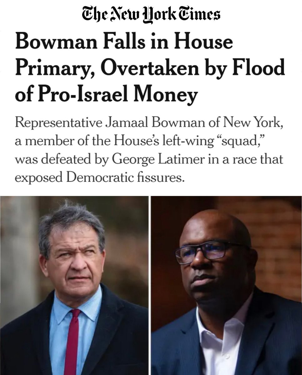 Arsen Ostrovsky 🎗️ (@ostrov_a) on Twitter photo No. Bowman fell because he was an extremist, had bad policies and was widely disliked in his own district.
But leave it to <a href="/nytimes/">The New York Times</a> to use a vile antisemitic trope. No. Bowman fell because he was an extremist, had bad policies and was widely disliked in his own district.
But leave it to <a href="/nytimes/">The New York Times</a> to use a vile antisemitic trope.