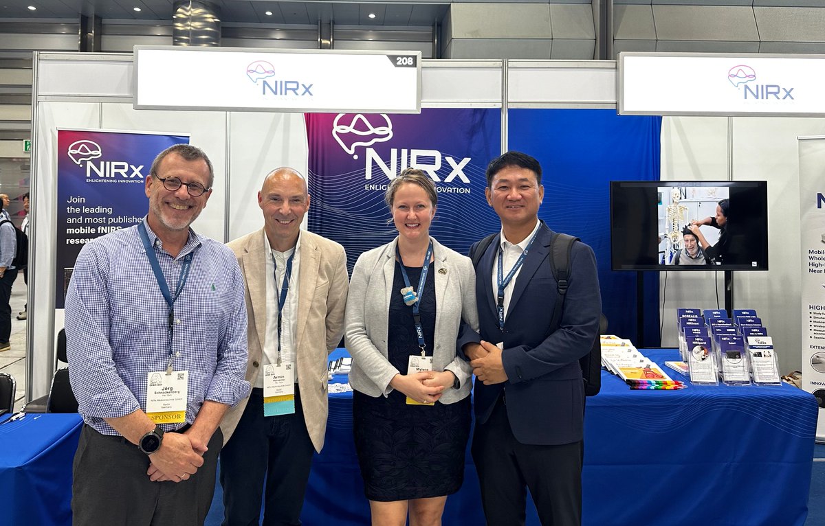 NIRx_NIRS's tweet photo. 🌟 Exciting news from #OHBM2024 in Seoul! 🇰🇷 We're thrilled to share the latest in neuroimaging innovations. Swing by Booth 208 to explore cutting-edge solutions with NIRx and discover how we are advancing brain research. Come meet our local distributor too! #neuroscience #NIRx https://t.co/DzFJC2zCTM