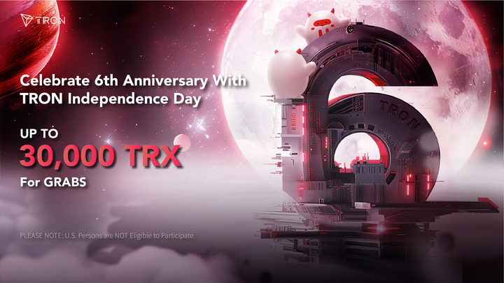 #TRONICS, it’s time to celebrate! 🎉

We’re marking 6 incredible years of #TRONIndependenceDay! 🚀

Join us in celebrating this milestone and check out the details here 👇
rewards.taskon.xyz/campaign/detai…
