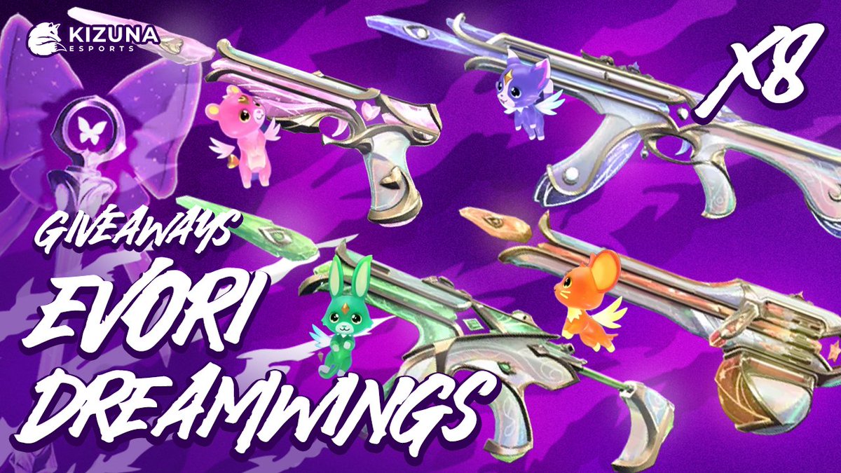 KizunaGG's tweet image. Kizuna is giving away 8x Evori Dreamwings bundles for VALORANT!

To enter:
-Follow @KizunaGG @will1us @career_val @tinapahy 
-Like and retweet this post
-Comment below and tag 2 friends

The giveaway will end in one week (3rd July). Good luck to all who enter!