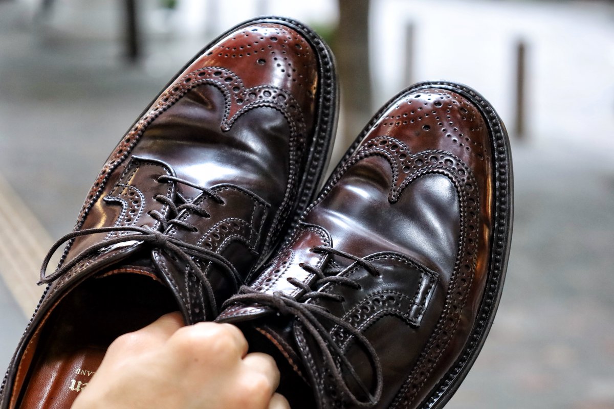 エイジングしたウイングチップの迫力はすごい。 #alden #オールデン