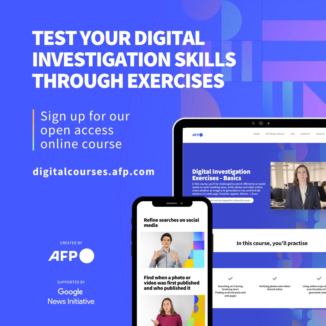AFP Fact Check 🔎 (@afpfactcheck) on Twitter photo 📣AFP is celebrating the 2nd birthday of its digitalcourses.afp.com training platform open for journalists!
🎁We’re happy to offer a gift for our 20K+ users: a new module of digital investigation exercises, with the support of <a href="/GoogleNewsInit/">Google News Initiative</a>, at <a href="/factchecknet/">International Fact-Checking Network</a>'s #GlobalFact11. 📣AFP is celebrating the 2nd birthday of its digitalcourses.afp.com training platform open for journalists!
🎁We’re happy to offer a gift for our 20K+ users: a new module of digital investigation exercises, with the support of <a href="/GoogleNewsInit/">Google News Initiative</a>, at <a href="/factchecknet/">International Fact-Checking Network</a>'s #GlobalFact11.