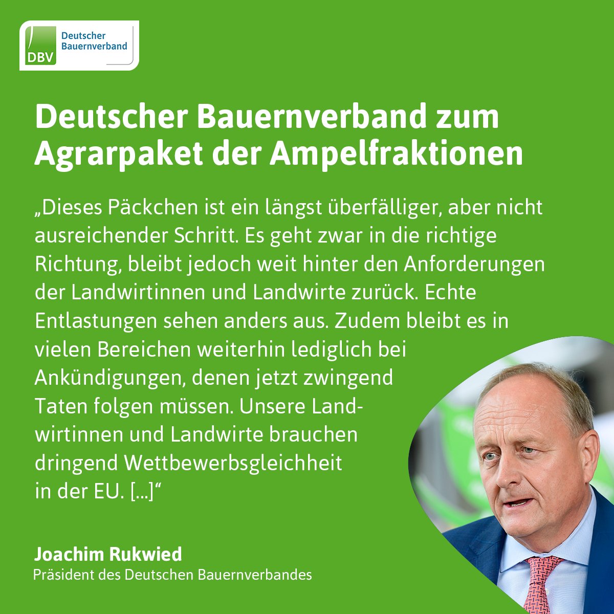 Bauern_Verband's tweet image. DBV-Präsident @JRukwied bewertet das von den Ampelfraktionen angekündigte #Agrarpaket zur Entlastung der #Landwirtschaft. Mehr dazu: bauernverband.de/presse-medien/… #Bauerntag2024