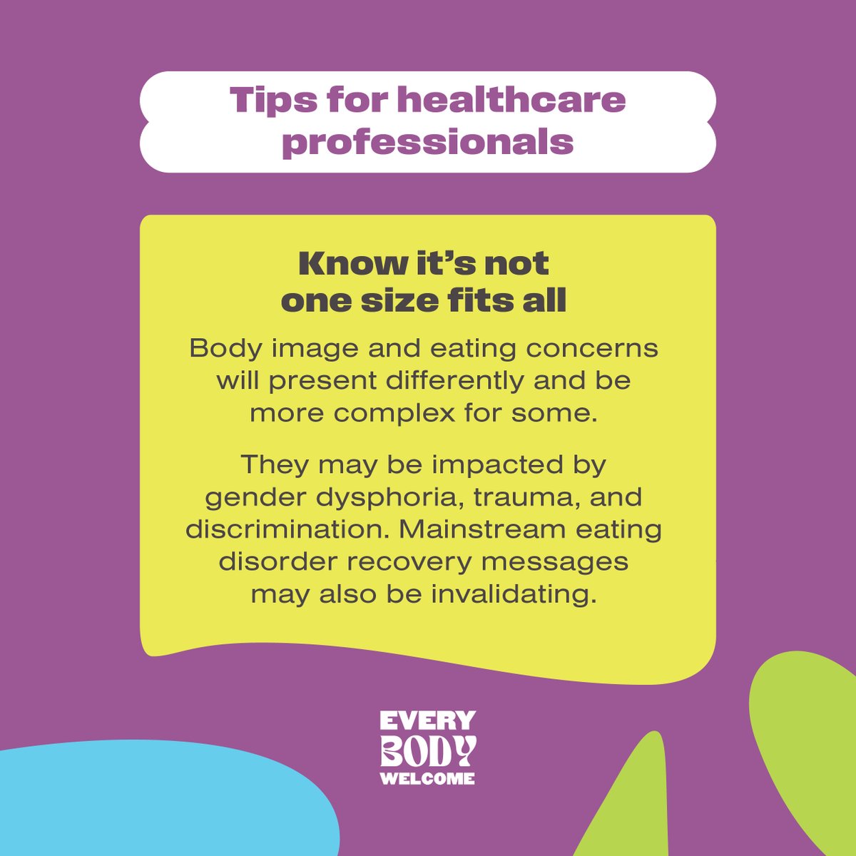 As a part of the #EveryBODYWelcome Collaboration, driven by Australia’s eating disorder organisations, we’re pleased to release a new resource for supporting #LGBTQA+ individuals experiencing #EatingDisorders.

Visit link to learn more here: linktr.ee/everybodywelco…