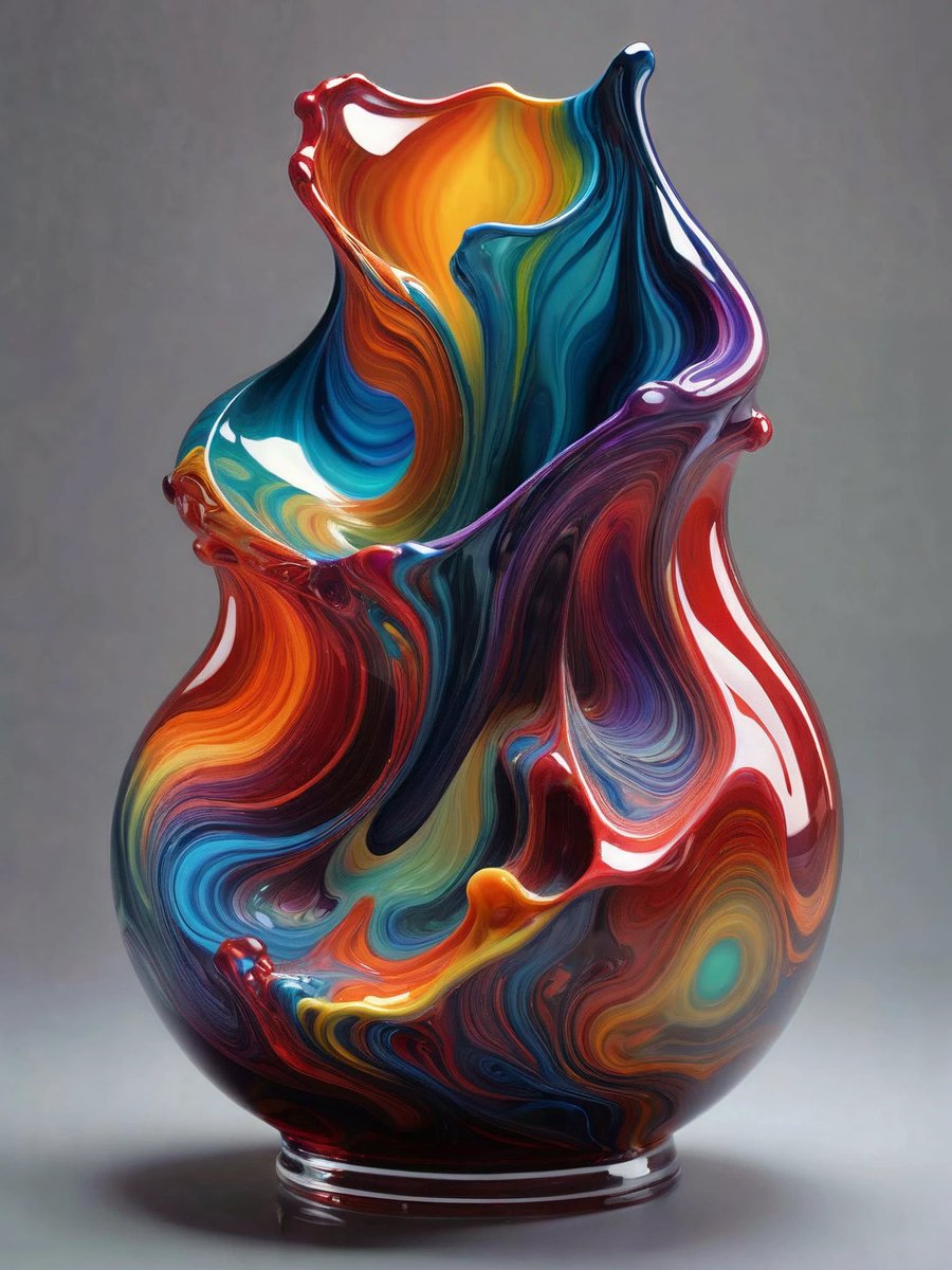 Just_Tweetings's tweet image. Opalescent glass patterns🏺How do you style it? Share your vibrant ideas! #ColorfulSpaces #aiart #genai #art