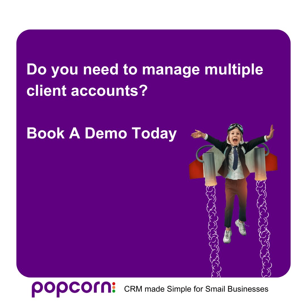 CRM made simple!  Popcorn gives small businesses the essential tools to track, manage, and convert prospects faster. Boost your sales! 

Book a demo today: 
popcorncrm.co.uk/customer-suppo…

#businessgrowth #software #sales #automation #marketingtips #marketing #businesstips