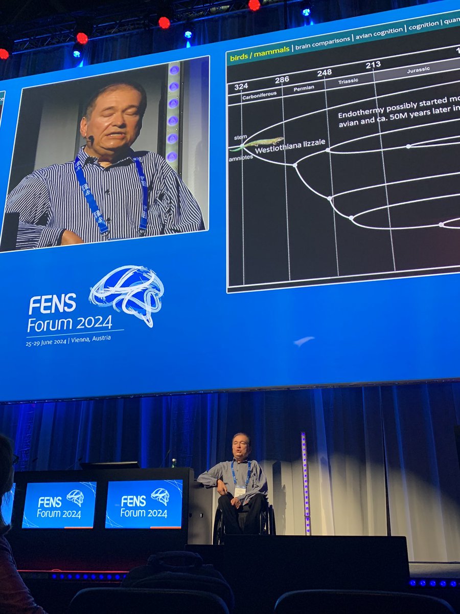 Starting one more day of fascinating #neuroscience <a href="/FENSorg/">FENS</a> #FENS2024 with an inspiring talk by Onur Güntürkün taking us on a trip through the evolution of complex cognition.