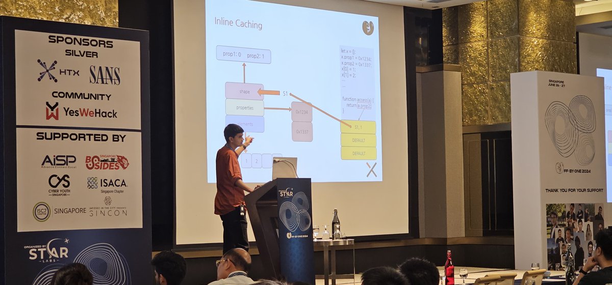 <a href="/sherl0ck__/">Vignesh Rao</a> delivering his l33t paper 𝐄𝐱𝐩𝐥𝐨𝐫𝐢𝐧𝐠 𝐖𝐞𝐛𝐊𝐢𝐭'𝐬 𝐉𝐮𝐬𝐭-𝐈𝐧-𝐓𝐢𝐦𝐞 𝐂𝐨𝐦𝐩𝐢𝐥𝐚𝐭𝐢𝐨𝐧 in 🔥 style at <a href="/offbyoneconf/">Off-By-One Conference</a> . Powering on Day 1 at our inaugural <a href="/offbyoneconf/">Off-By-One Conference</a> !