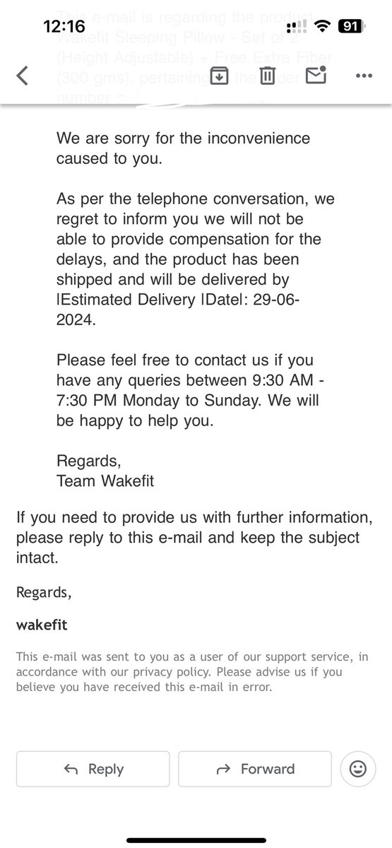 sid_jain27's tweet photo. @SupportWakefit @WakefitCo @ayushmannk #wakefit #CustomerEngagement #CustomerServiceFail #bad #experience @SupportWakefit @WakefitCo https://t.co/z9daskzxQg