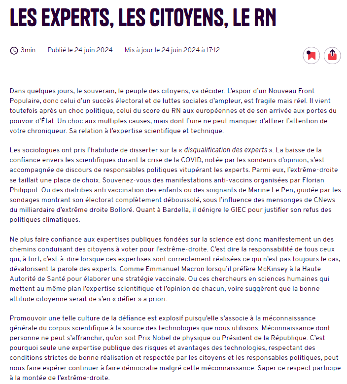 Huet Sylvestre (@huetsylvestre) on Twitter photo Parmi les facteurs qui expliquent la montée de l'extrême droite, la dévalorisation de l'expertise scientifique publique. <a href="/_ajspi/">AJSPI ➡️➡️➡️➡️➡️ @ajspi.bsky.social</a> Parmi les facteurs qui expliquent la montée de l'extrême droite, la dévalorisation de l'expertise scientifique publique. <a href="/_ajspi/">AJSPI ➡️➡️➡️➡️➡️ @ajspi.bsky.social</a>