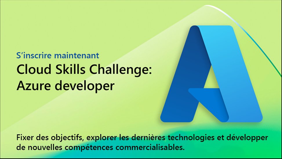 Rejoignez le Défi Azure 30 jours pour apprendre ! En moins de 30 heures, vous acquérez une expérience pratique avec les services Azure, apprenant à stocker des données et à créer des applications sans serveur : msft.it/6019YgUUD

#Azure #CloudSkillsChallenge
