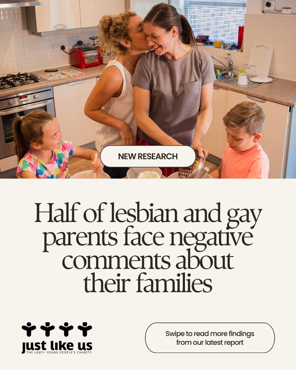 JustLikeUsUK's tweet photo. More young people than ever are growing up with LGBT+ parents but many schools still don't talk openly about LGBT+ families.

Our new research report highlights the many challenges that LGBT+ families face in 2024, and provides 10 recommendations for nurseries as well as primary and secondary schools.

Read our report findings at https://t.co/3v2y0SBCEu - please share so we can raise awareness and help make the future look brighter for young people growing up in LGBT+ families🌈