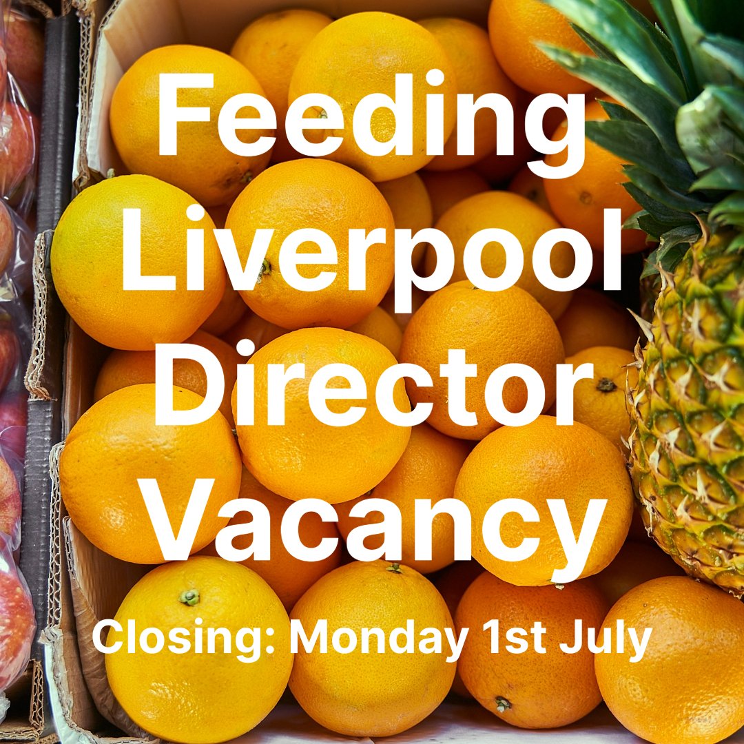 ❗️1 week to go❗️

<a href="/feedinglpool/">Feeding Liverpool</a> are looking for a new Director to manage the development of the organisation and lead on the delivery of the #GoodFood Plan. 

Join our team! 👋

Closing: Monday 1st July at 5pm 

Apply and more info👉feedingliverpool.org/vacancies/