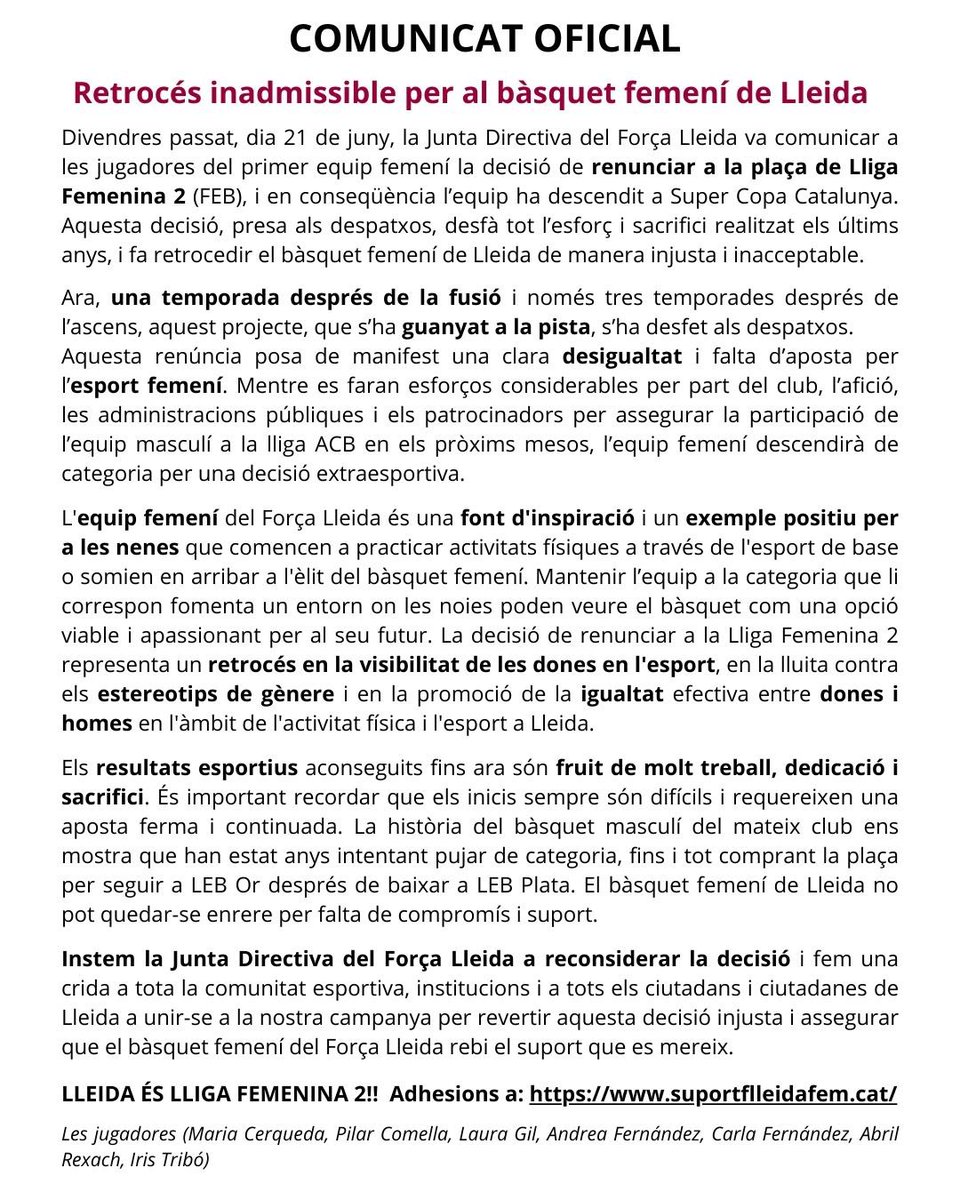 Suport al Força Lleida femení 🏀 tweet media