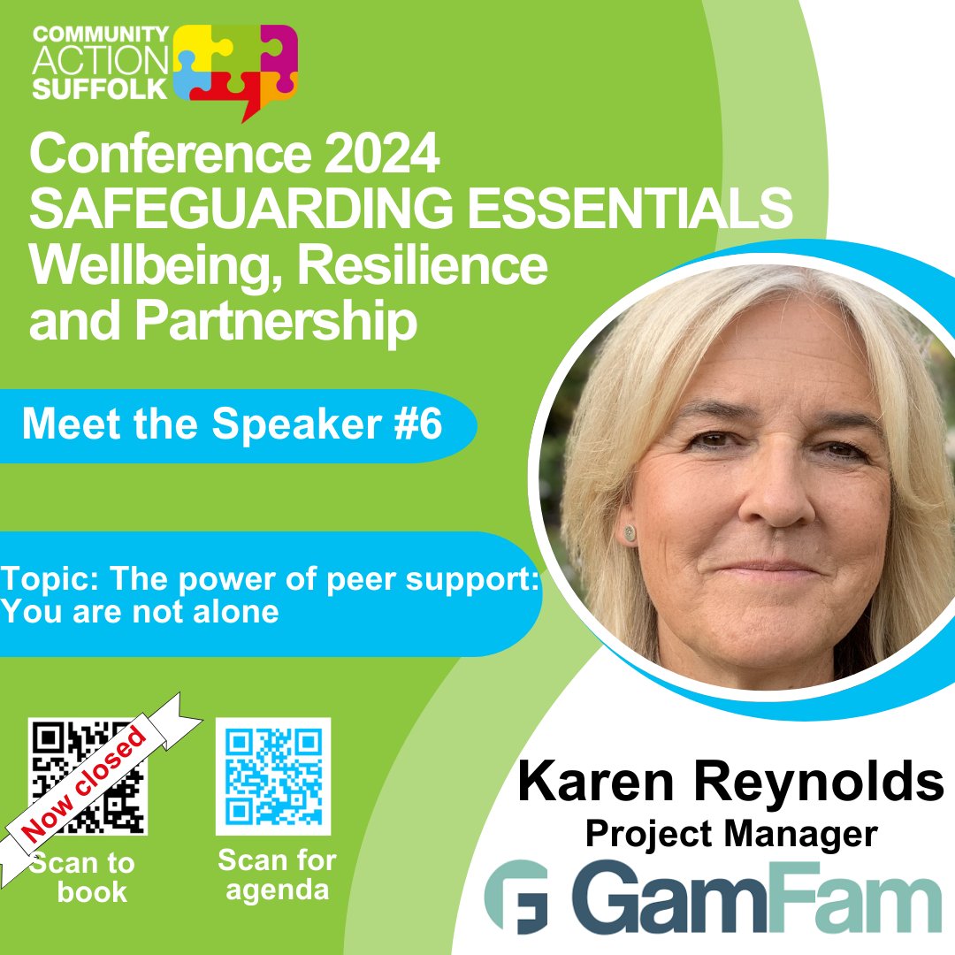 It's time to meet our final speaker at the <a href="/CASuffolk/">Community Action Suffolk</a> #Safeguarding conference which is happening on Wednesday this week - it's going to be great. How could it be anything else with the brilliant Karen from <a href="/GamFamCharity/">GamFam</a> speaking. Practical, honest, real. Looking forward to it.