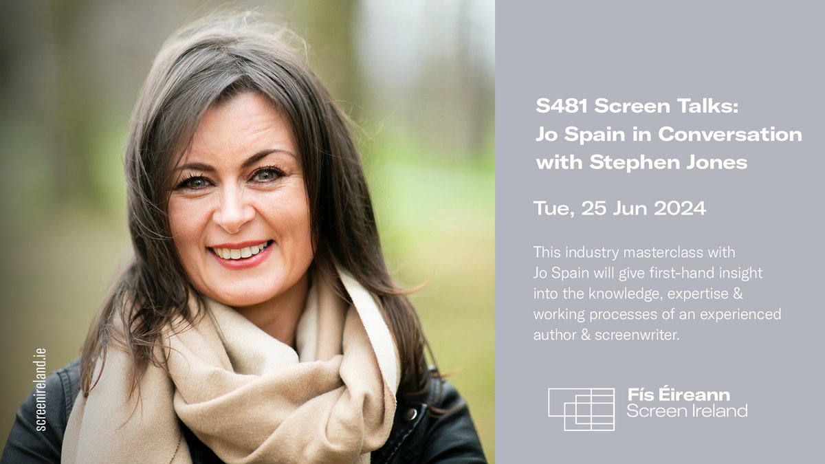 ❗ Don't miss out on the next S481 Screen Talks taking place tomorrow, Tuesday, 25th June <a href="/IFI_Dub/">Irish Film Institute</a>!

Join international best-selling author/screenwriter Jo Spain in conversation with actor/writer Stephen Jones. 

Learn more &amp; register for free ▶ bit.ly/3KD91fe