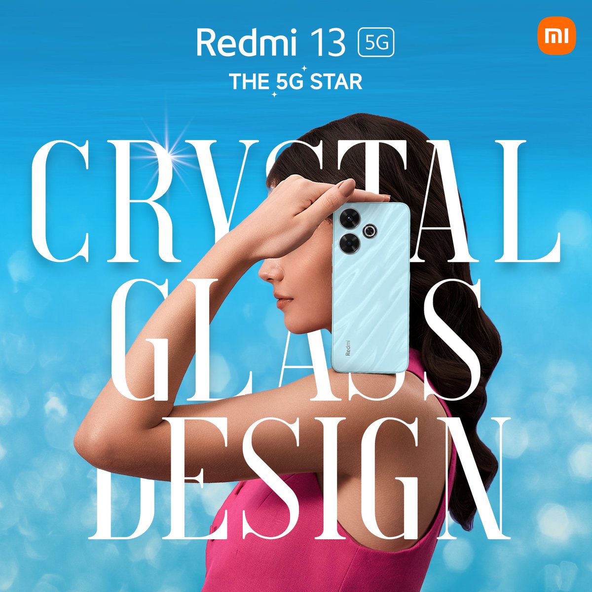 RedmiIndia's tweet image. Shine like a star with the stunning #CrystalGlassDesign. ⭐️

Bring a whole new level of style and glamour to your everyday life with #Redmi13 5G.

Meet #The5GStar on 9th July&apos;24. 
Know more: bit.ly/Redmi13_5G
