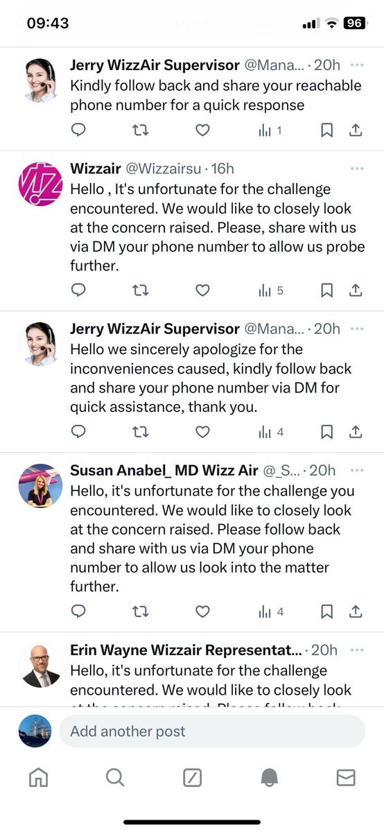 mclala's tweet photo. @wizzair once again I just get the following messages from an abundance of so-called supervisors, but unable to talk anyone or receive help from Wizzair. Please stop with these automated messages. Can someone just sort this issue for me please! Ref code: CDJ47V https://t.co/MQqZWDpHPt