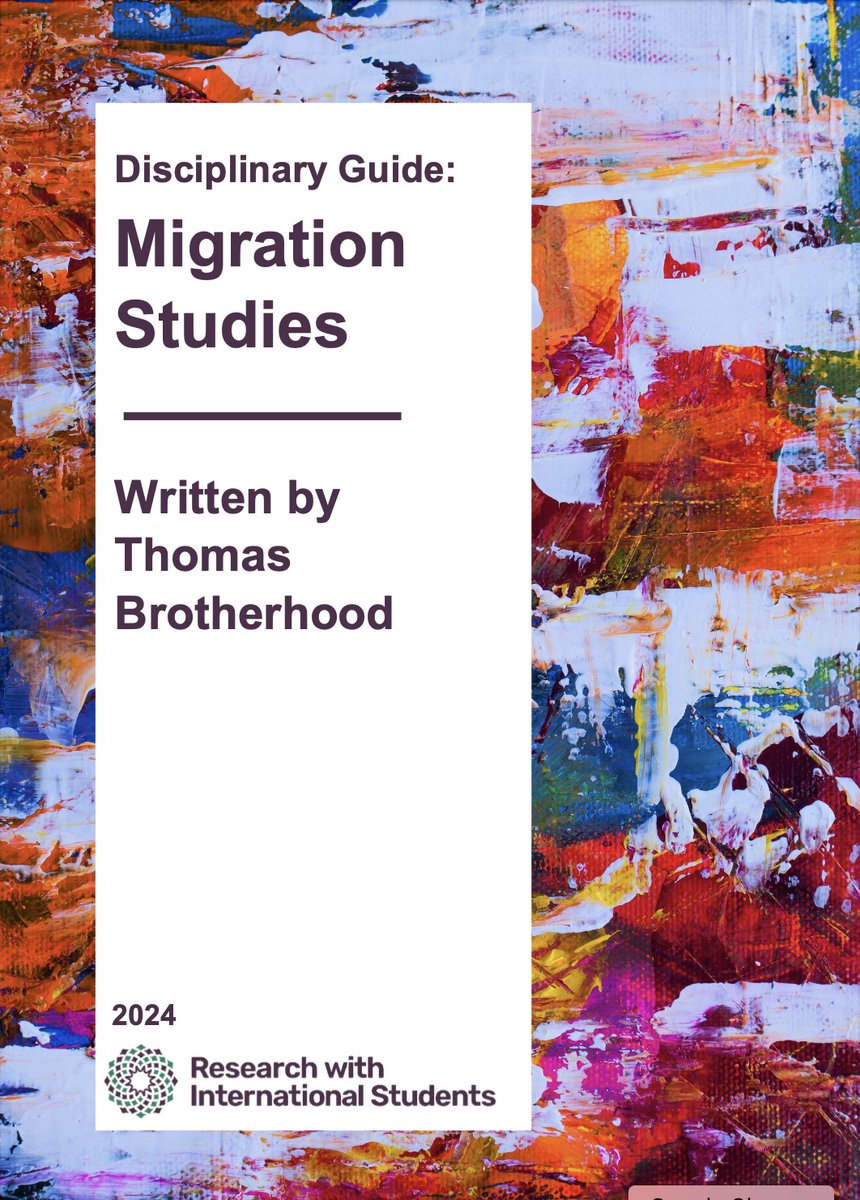 Newly published Disciplinary Guide: Migration Studies, written by @tbrotherhood_he! 

Open access: researchintlstudents.com/disciplinary-g…

This guide demonstrates what the migration studies field adds to our understanding of research with international students