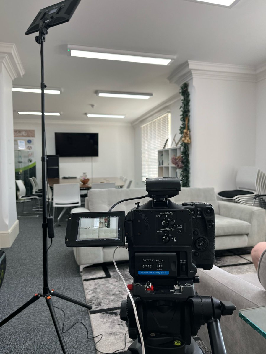 All set up and ready to film our first Case Study/Testimonial video for Claimont Health this morning…