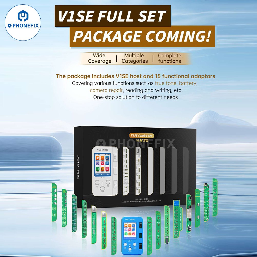 vipprogfixphone's tweet image. #JCID #V1SE 15-In-1 Combo Set comes with JC V1SE host(WIFI version) and 15pcs functional adaptors for iPhone/iPad repair. 

#diyfixtool #Phonefix #iPhonerepair #JCProgrammer