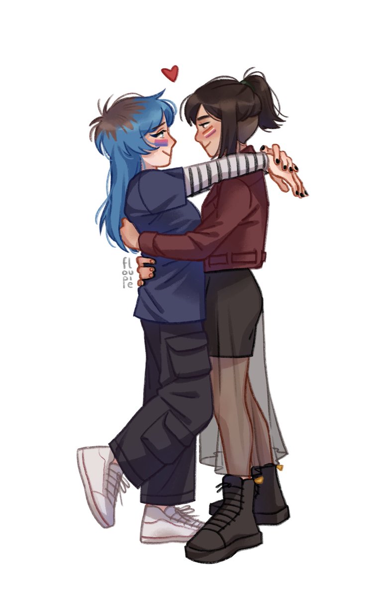 Floupie_'s tweet photo. Before pride month is over, let me post some drawings I made :D
The first two characters are my ocs, Miliana and Kiyomi. And the chibi is me!

#pridemonth #lgbtq #originalcharacter https://t.co/L0opCiDeBS
