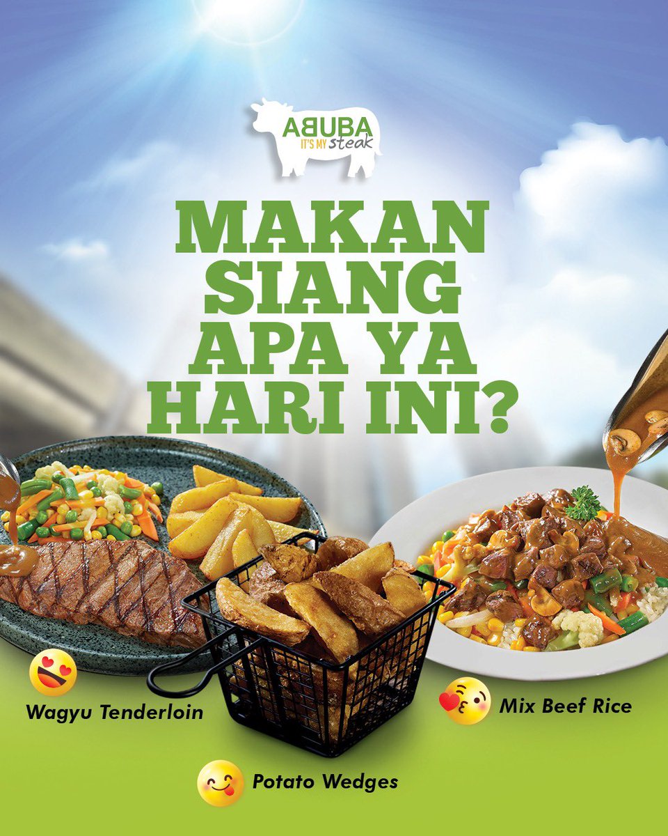 Bingung mau makan siang apa? Coba pilih menu yang ada di postingan ini, komen pakai emoji ya!❤️

#abubasteak #abuba #itsmysteak #steakholic #steak
