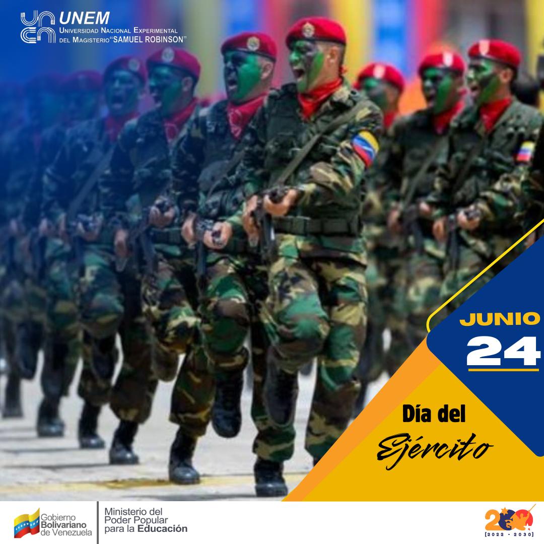 #Efeméride 🗓️ || Cada #24Jun📍 se conmemora el Día del Ejército 🪖, una fecha que rinde homenaje a los valientes soldados 💂‍♂️, hombres y mujeres 👥 que dieron su vida por la libertad de Venezuela 🇻🇪 en la gloriosa gesta de la Batalla de Carabobo.

<a href="/NicolasMaduro/">Nicolás Maduro</a>
<a href="/_LaAvanzadora/">Yelitze Santaella</a>